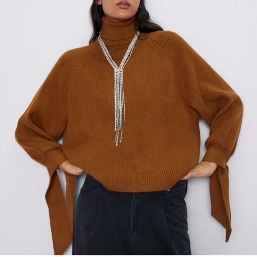 Zara high neck sweater , brown or camel color